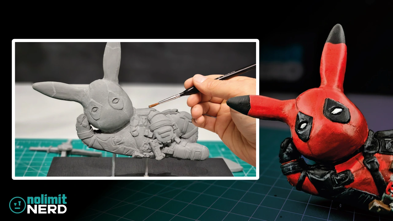 Pikachu Deadpool Polymer Clay Figure