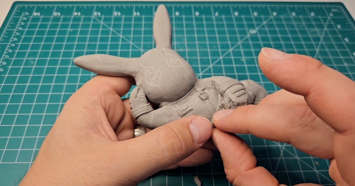 Adding The Clay Details To a Pre-Baked Pikapool Figure