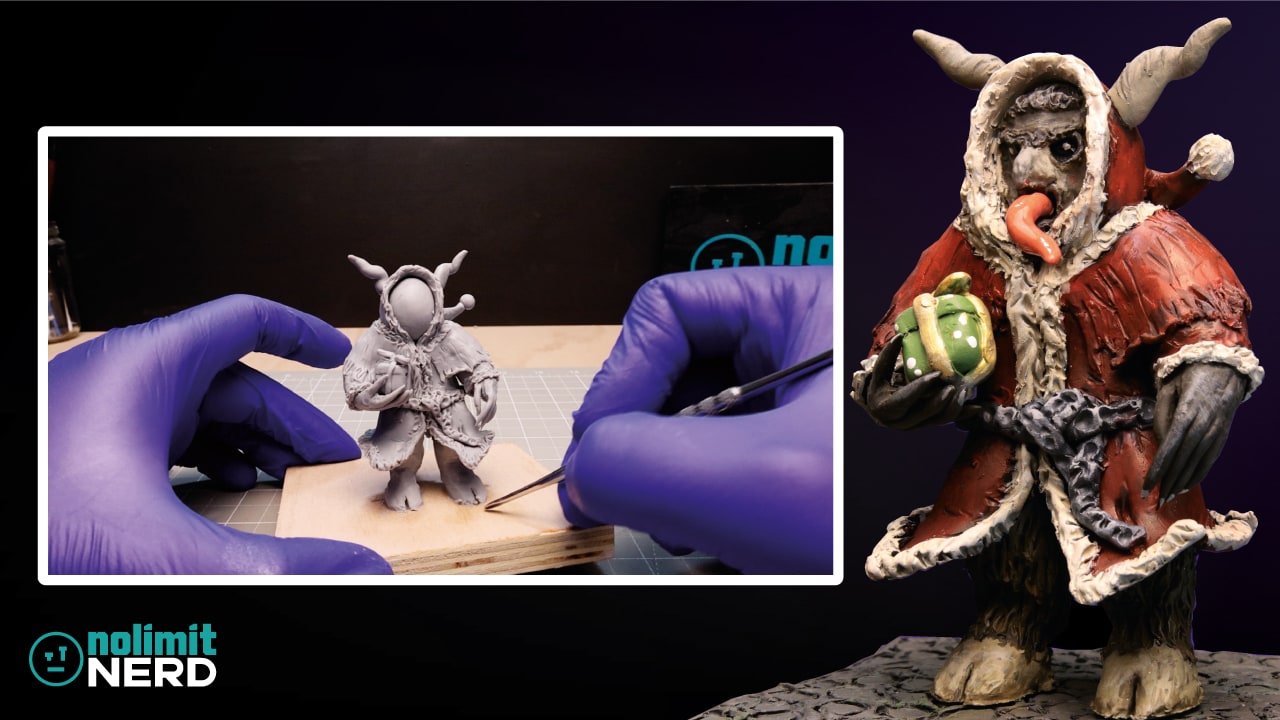 Christmas Krapmus Polymer Clay Figure Sculpture by NoLimitNerd