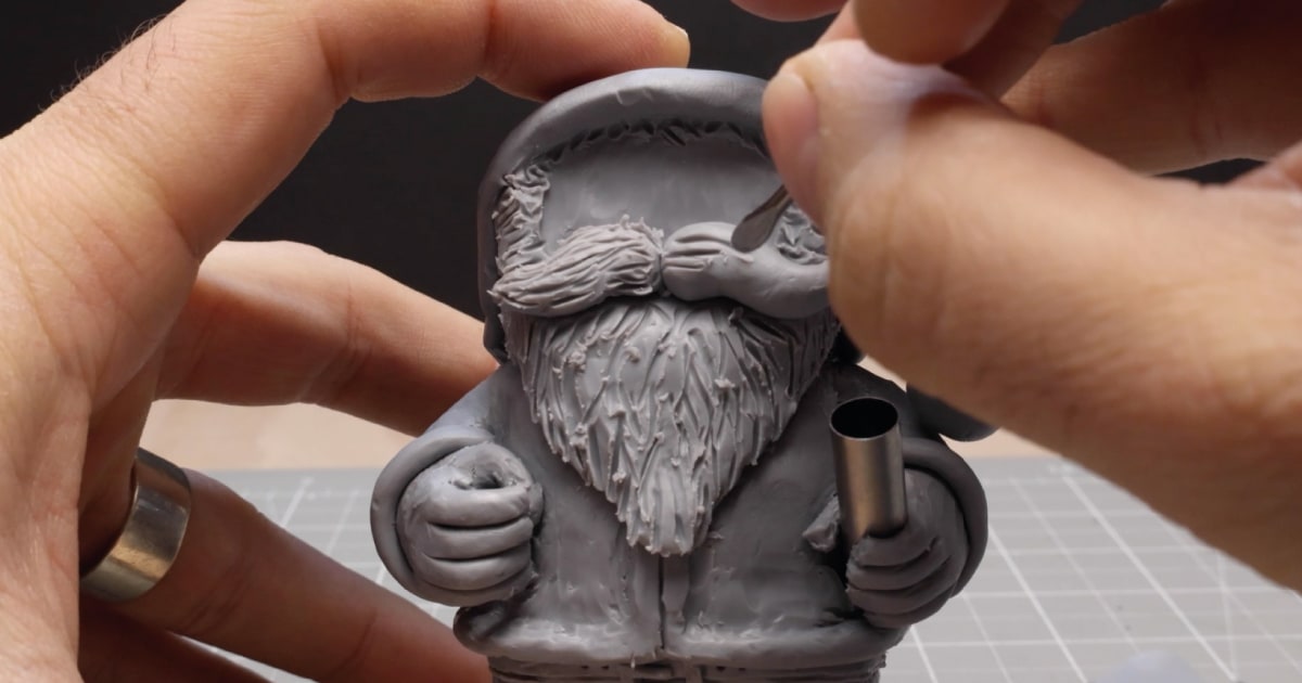 Adding Texture To Santa Figure Beard & Moustache using Sculpting Tool