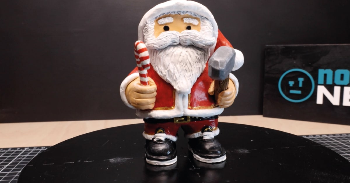Custom Santa Figure made from Polymer Clay & Painted Reveal