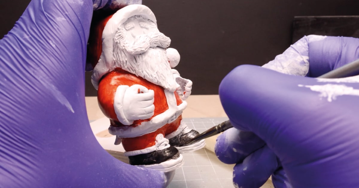 Paintng Santa's Boots with Black Acrylic Paint