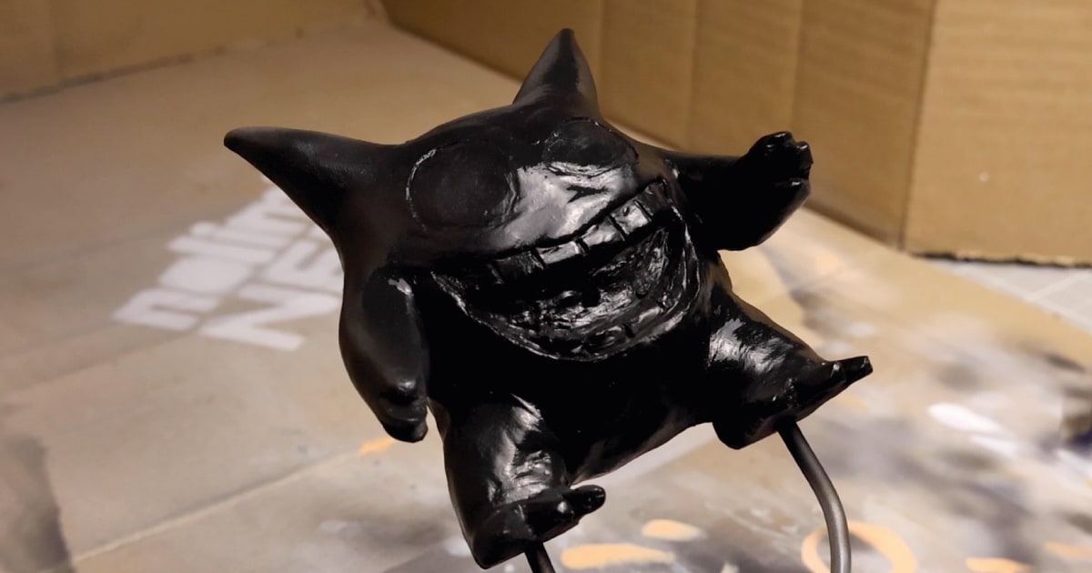 Giving Gengar A Base Coat of Black Acrylic Paint