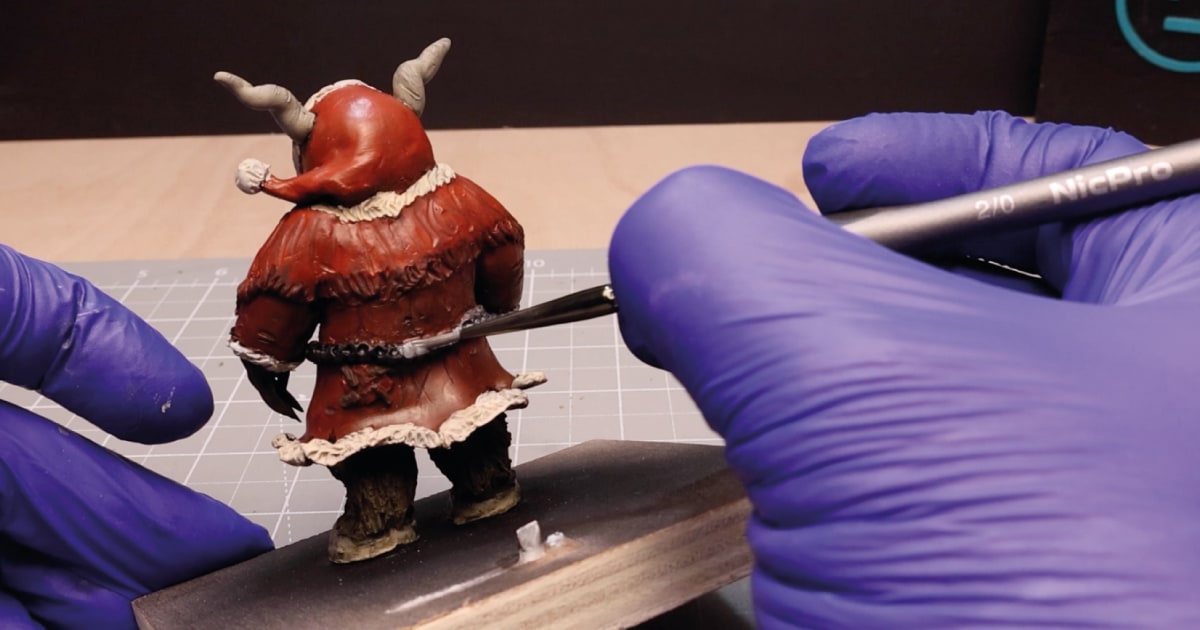 Painting The Chain Around Krampus Figure Waist Using Metallic Grey