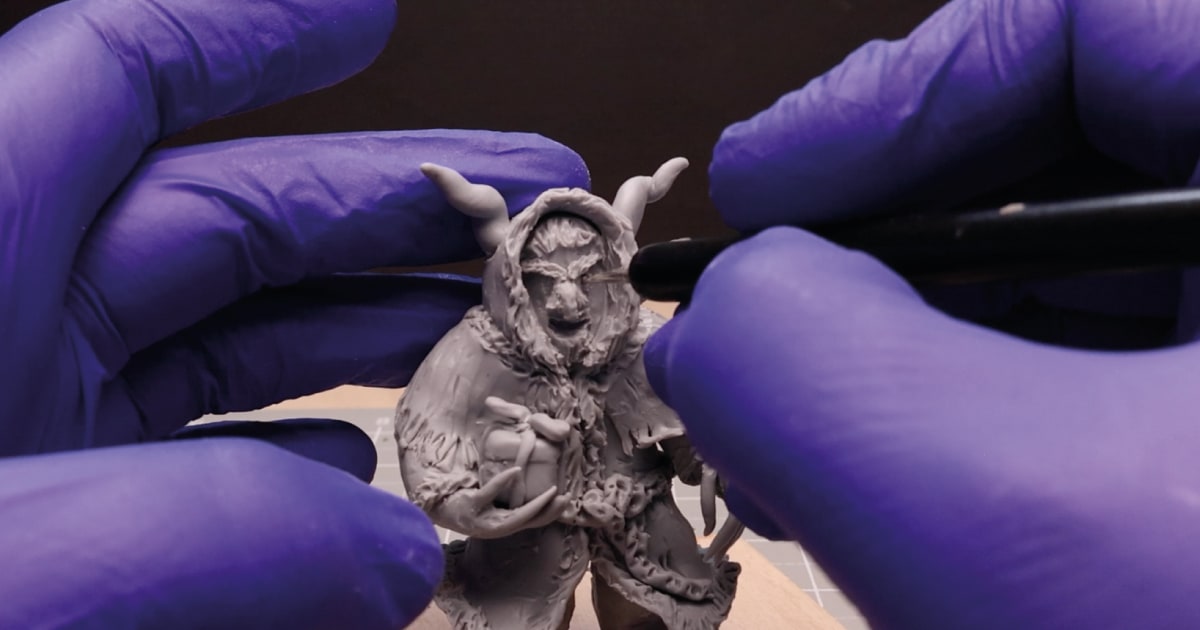 Adding Facial Features to My Mini Krampus Sculpture
