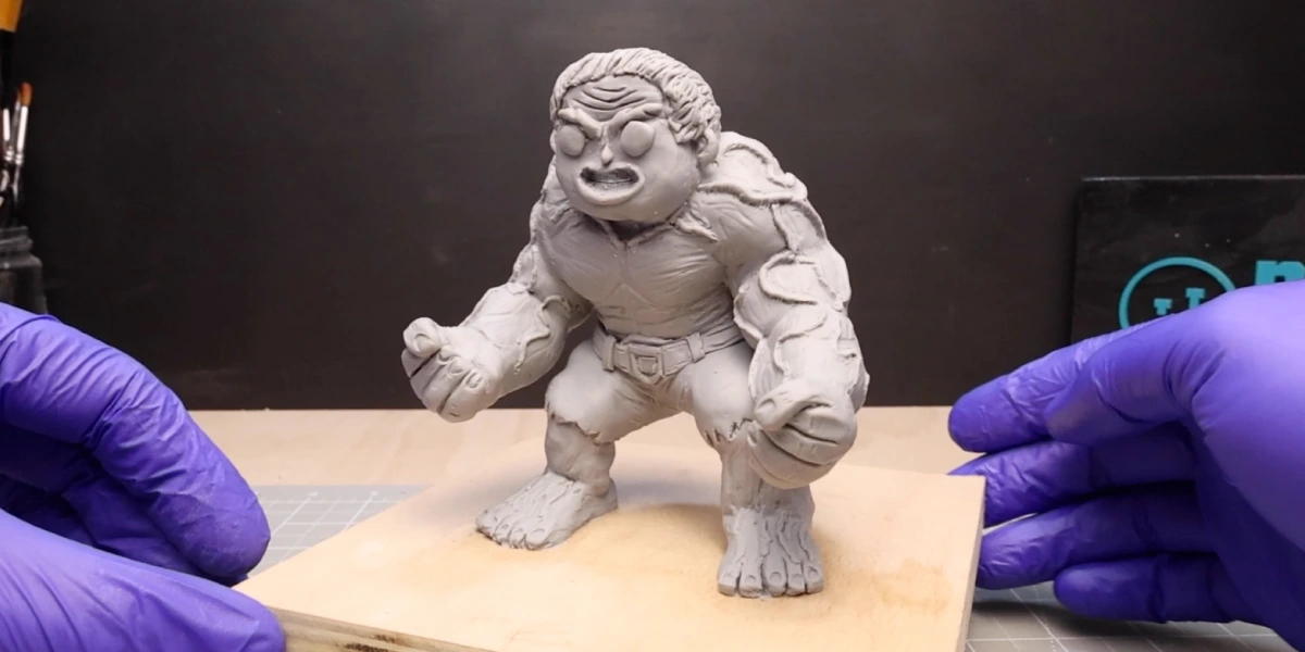 Red Hulk Polymer Clay Figure - Baked & Ready to Paint