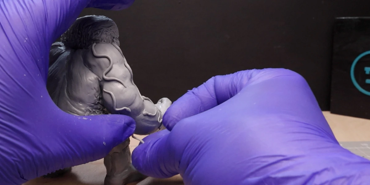 Adding Worms as Veins on Red Hulk's Muscles