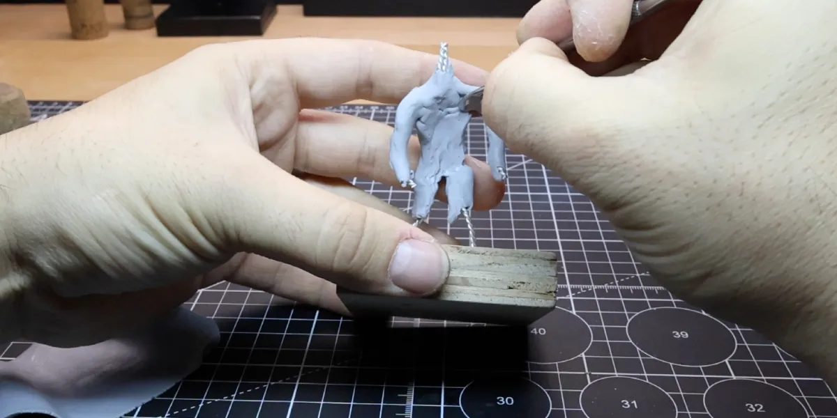 Zombie Sculpture Armature With Polymer Clay Body